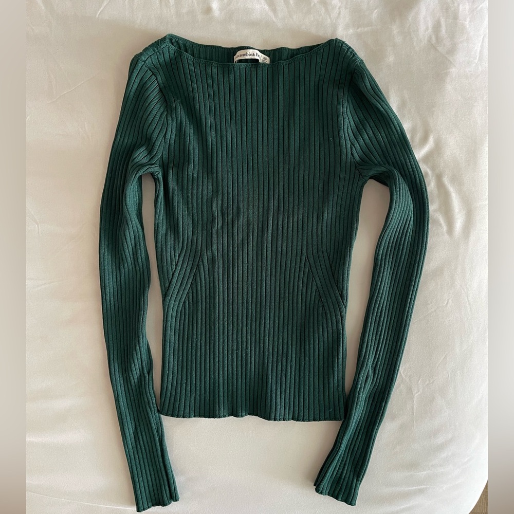 Abercrombie & Fitch teal/emerald Ribbed Knit Top